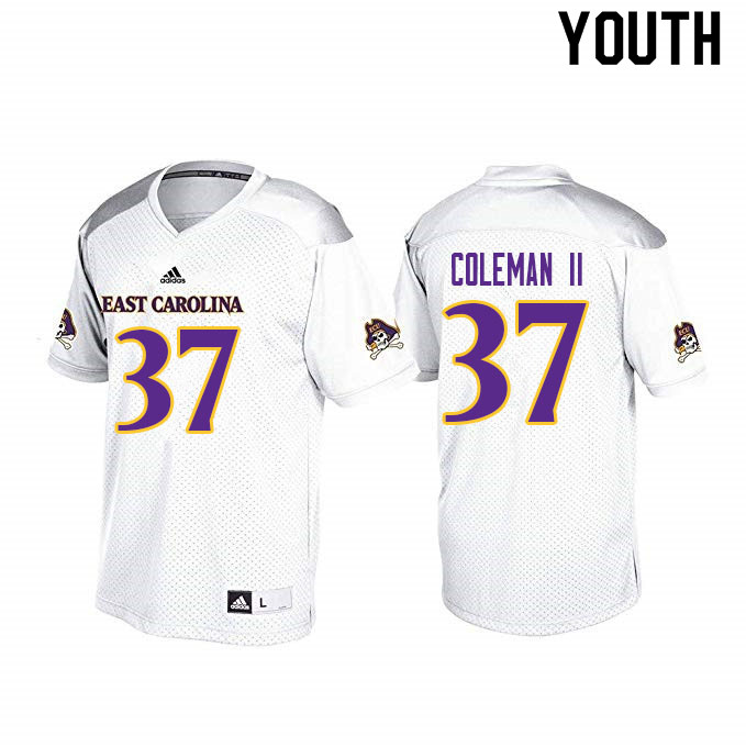Youth #37 Jonathan Coleman II ECU Pirates College Football Jerseys Sale-White - Click Image to Close